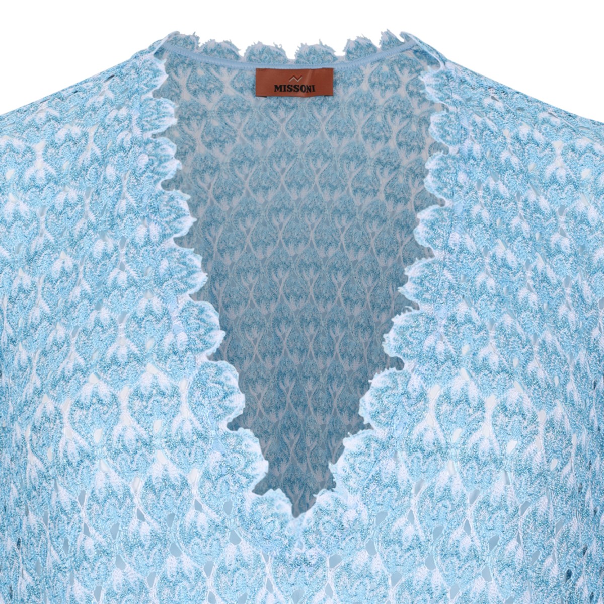 Missoni Light Blue Patterned Kaftan Maxi Dress.