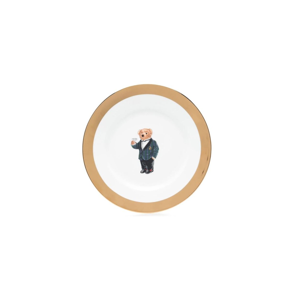 Ralph Lauren Home White Porcelain Plate with Polo Bear Motif.