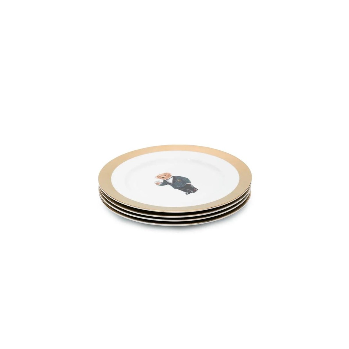 Ralph Lauren Home White Porcelain Plate with Polo Bear Motif.