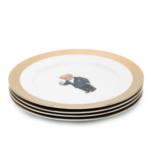 Ralph Lauren Home White Porcelain Plate with Polo Bear Motif.