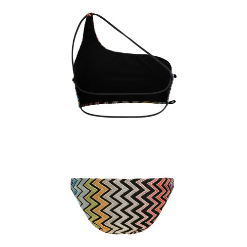 Missoni Multicolor Zigzag One-Shoulder Bikini Set. 2