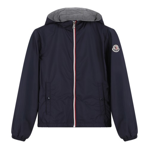 Moncler Navy Hooded Lightweight Jacket.