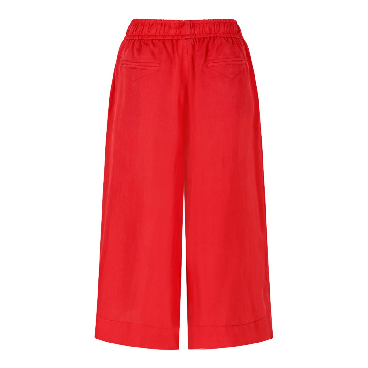 Merci Red Wide-Leg Trousers with Drawstring Waist.
