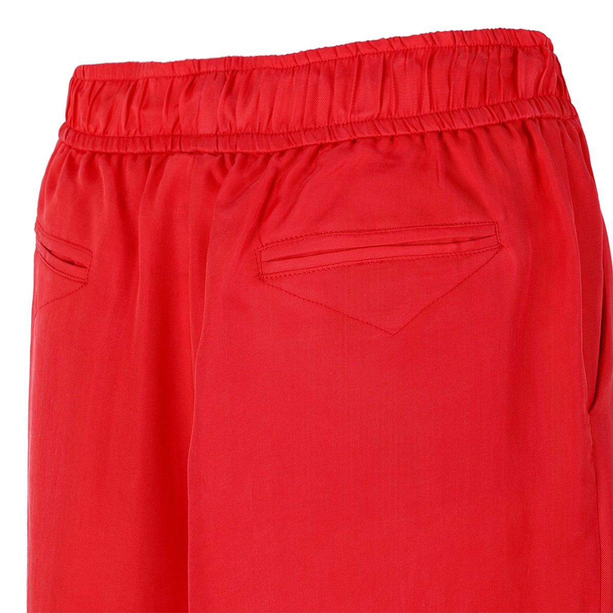 Merci Red Wide-Leg Trousers with Drawstring Waist.