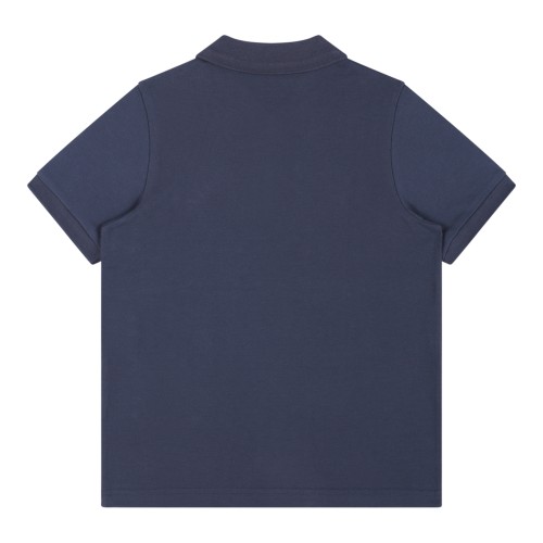 Moncler Navy Cotton Polo Shirt with Logo Patch. 2