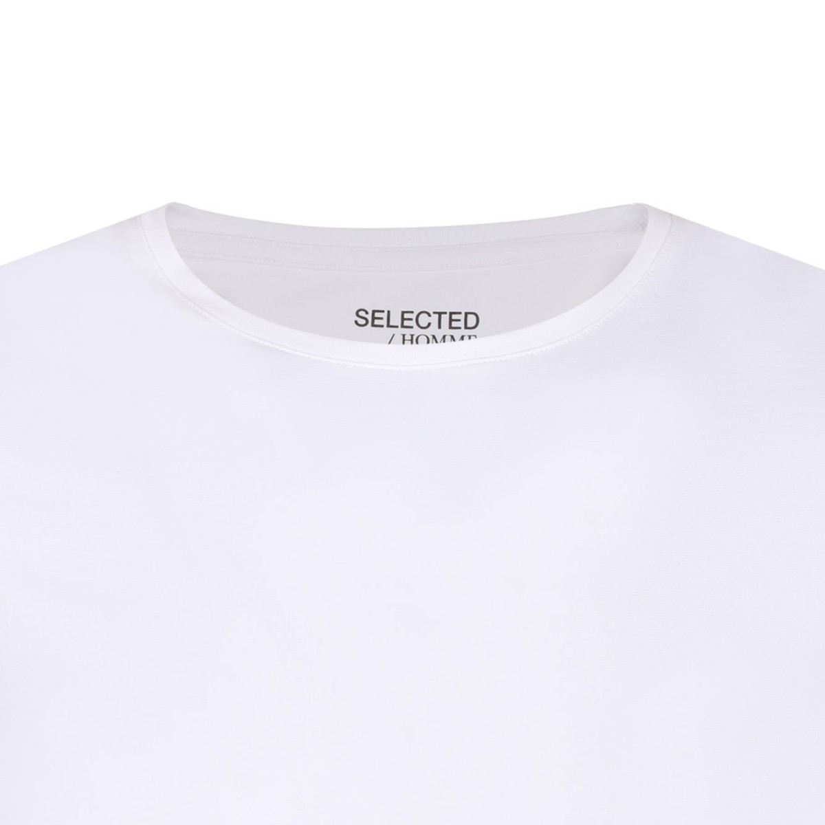 Selected White Cotton Crew Neck T-Shirt.