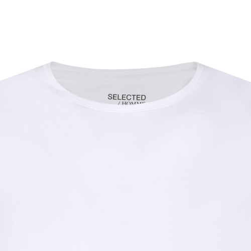 Selected White Cotton Crew Neck T-Shirt.