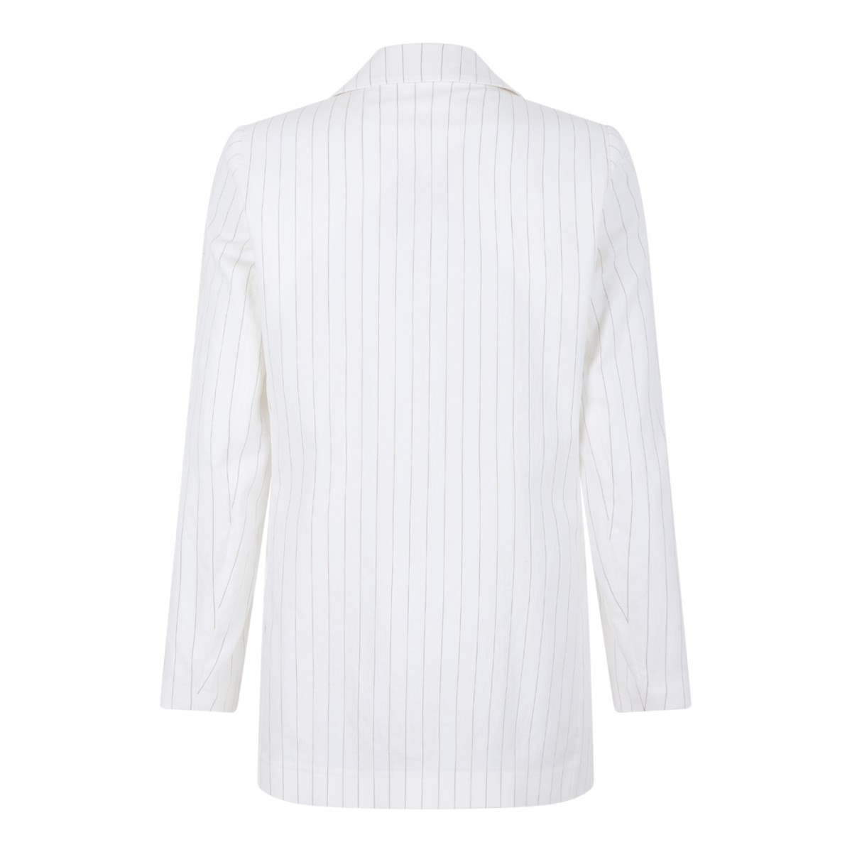 Merci White Pinstripe Single-Breasted Blazer.