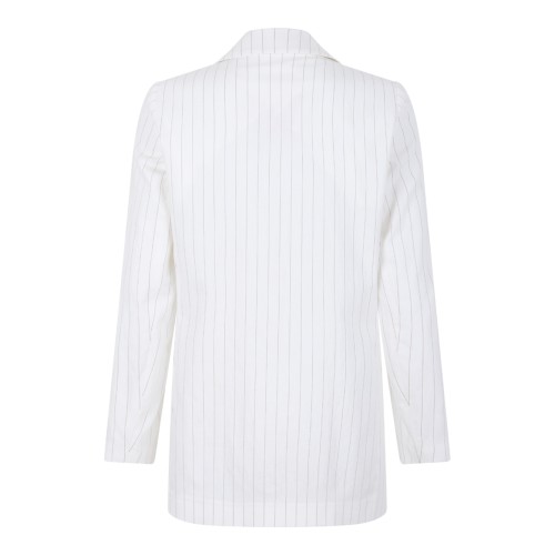 Merci White Pinstripe Single-Breasted Blazer.