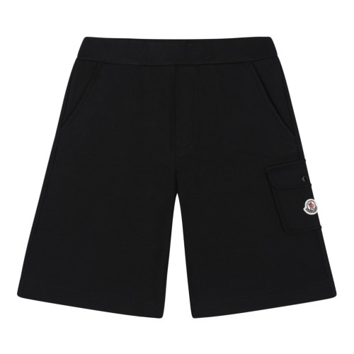 Moncler Black Cotton Bermuda Shorts.