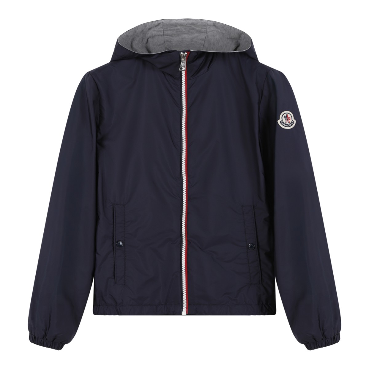 Moncler Navy Hooded Lightweight Jacket.