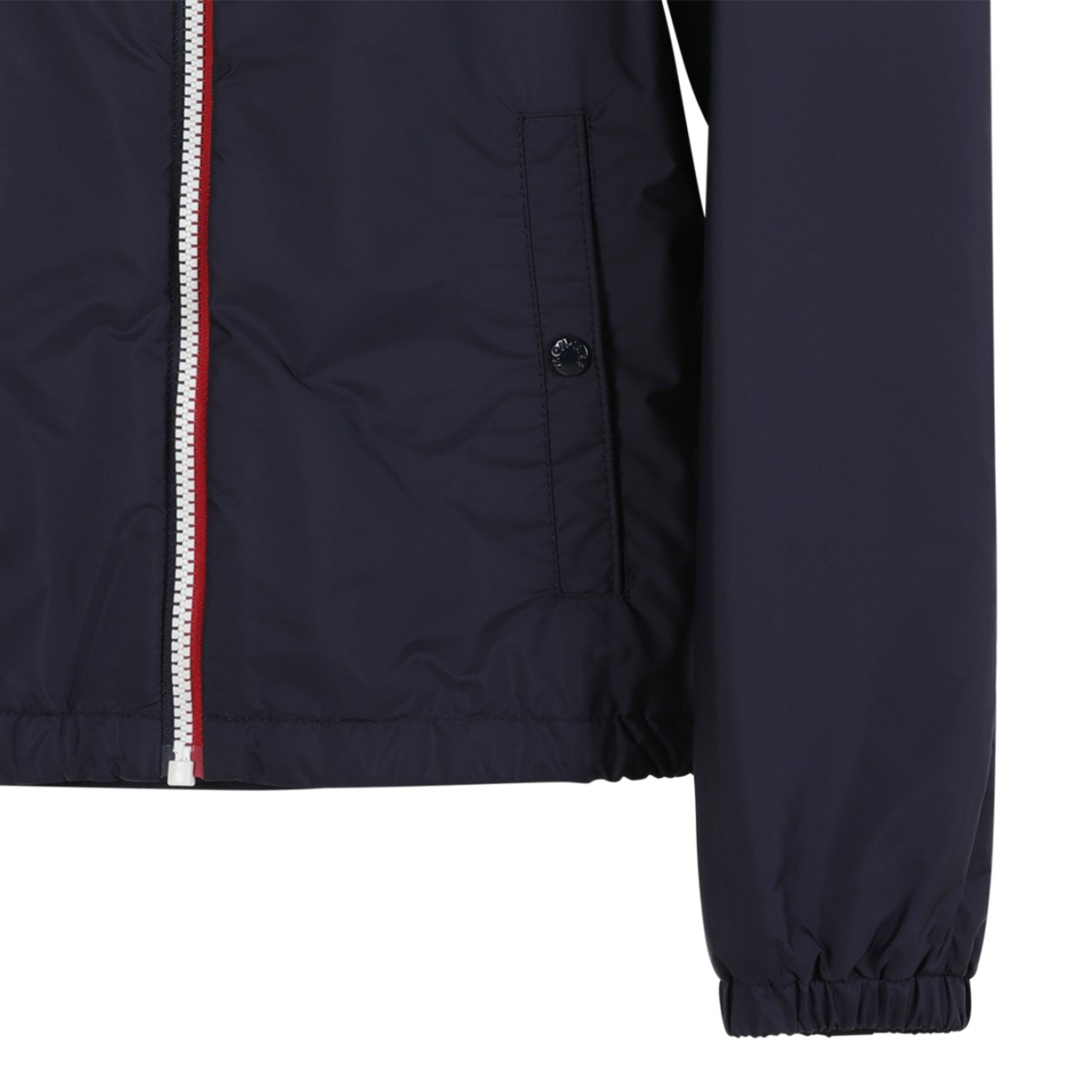 Moncler Navy Hooded Lightweight Jacket.