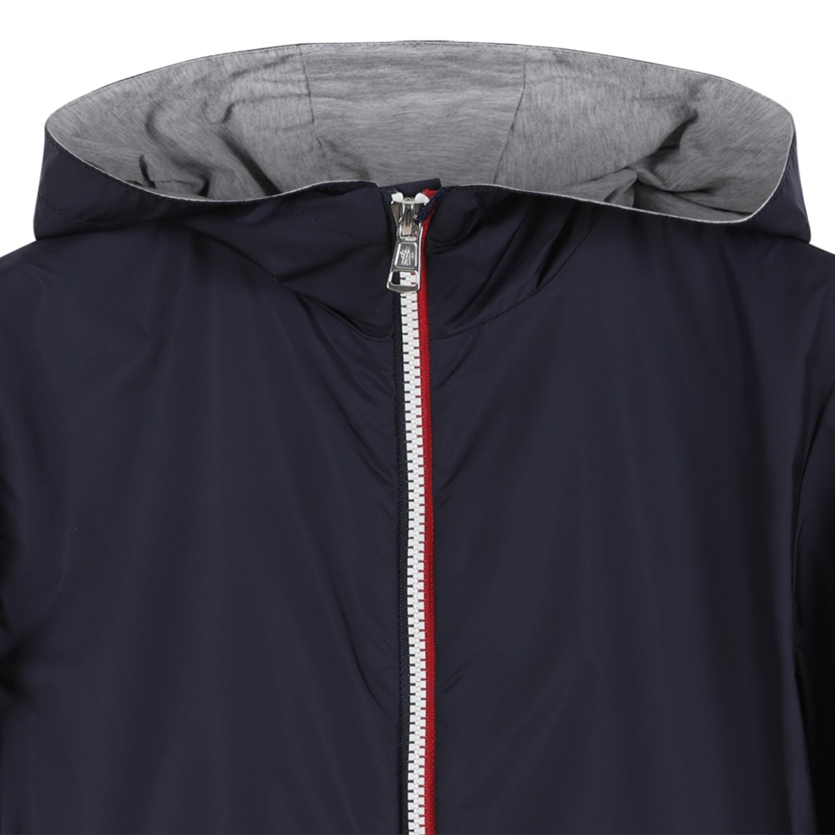 Moncler Navy Hooded Lightweight Jacket.