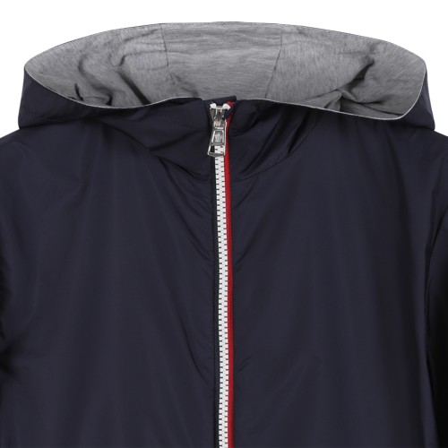 Moncler Navy Hooded Lightweight Jacket.