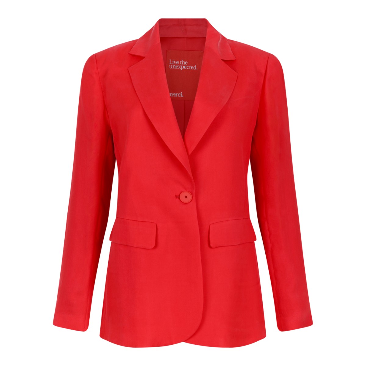 Merci Red Single-Breasted Tailored Blazer.