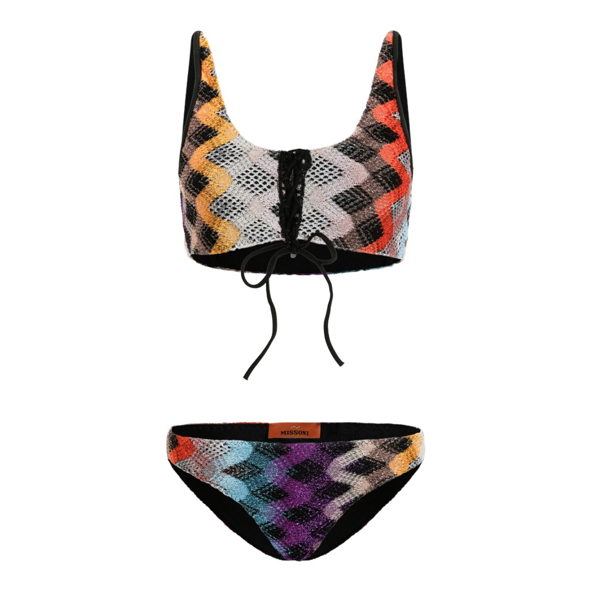 Missoni Multicolor Zigzag Knit Bikini Set.
