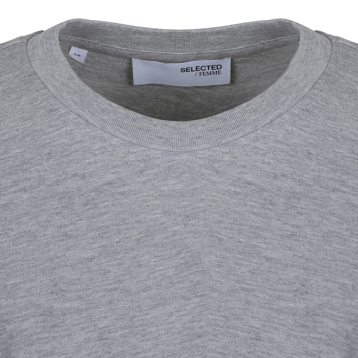 Selected Grey Cotton Crew Neck T-Shirt. 
