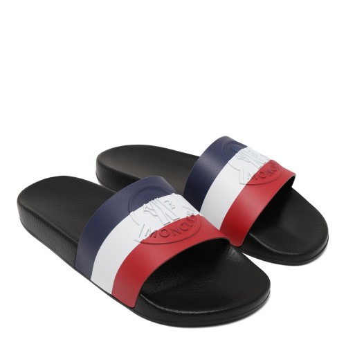 Moncler Tricolor Rubber Slide Sandals.