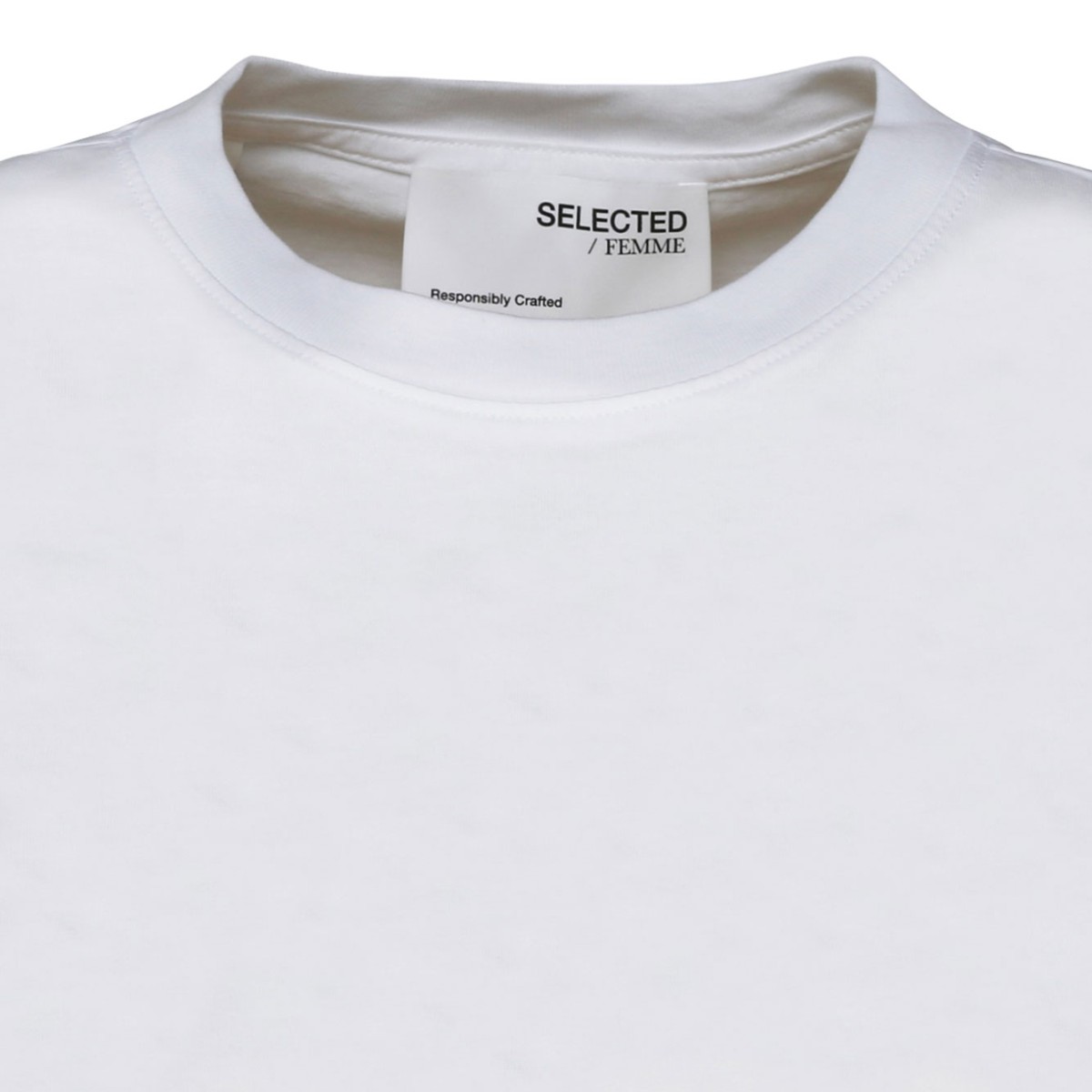 Selected White Cotton Crew Neck T-Shirt.