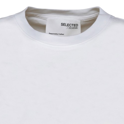 Selected White Cotton Crew Neck T-Shirt.