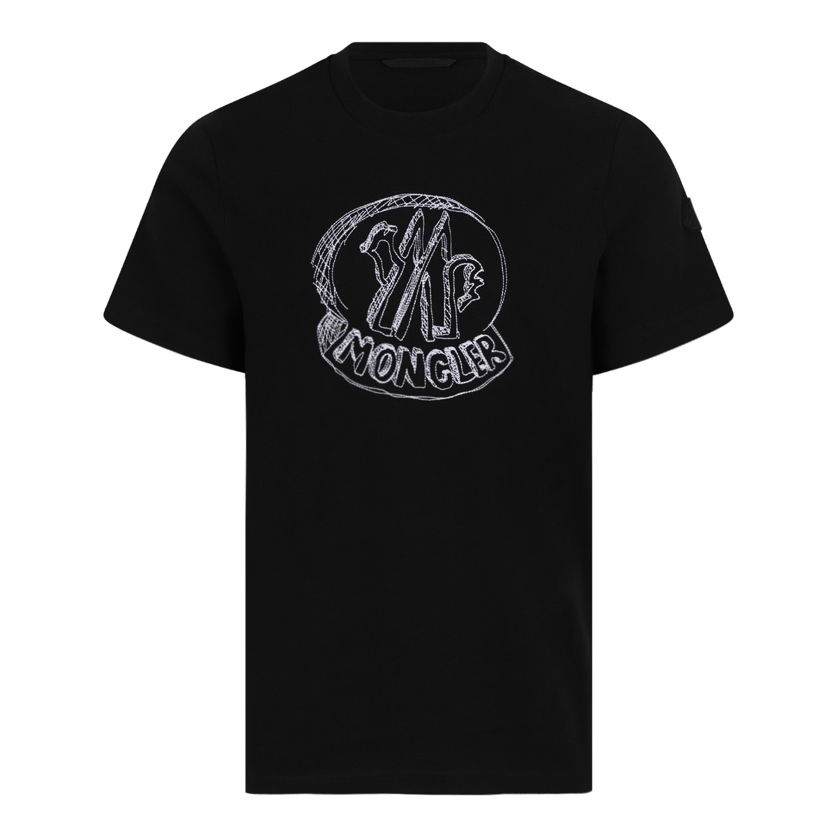 Moncler Black Logo Patch Cotton T-Shirt.