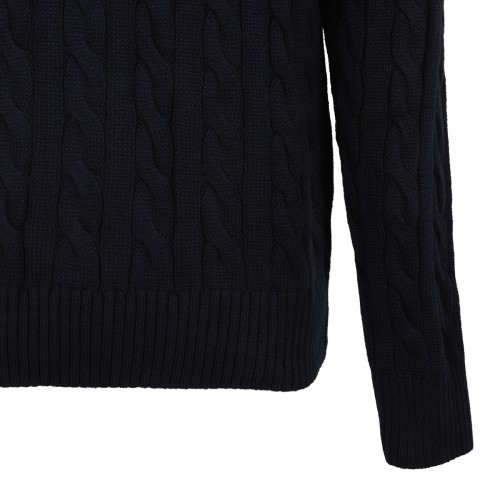 Hunter Navy Cable Knit Cotton Sweater
