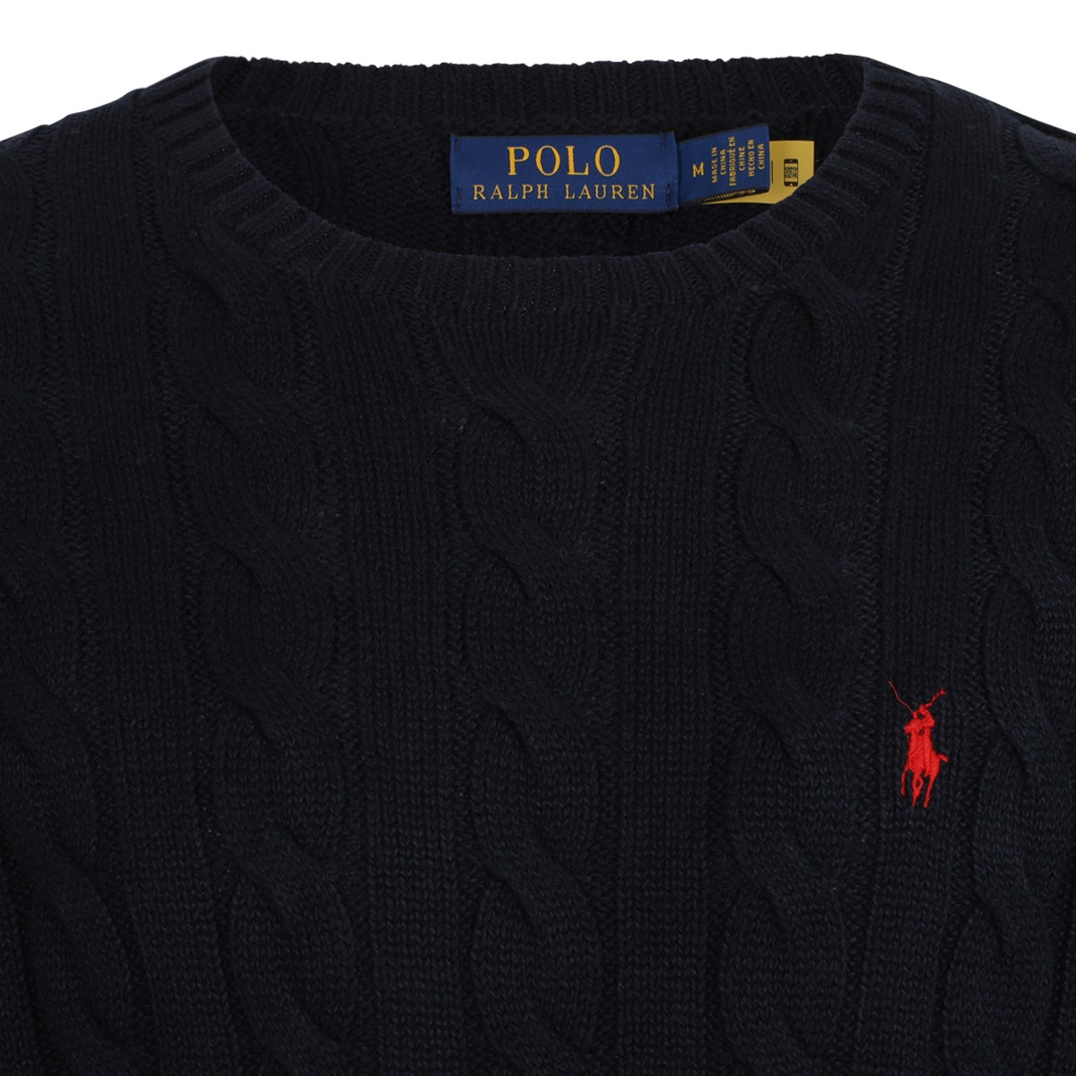 Hunter Navy Cable Knit Cotton Sweater