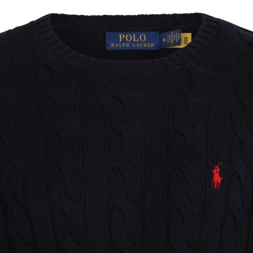 Hunter Navy Cable Knit Cotton Sweater