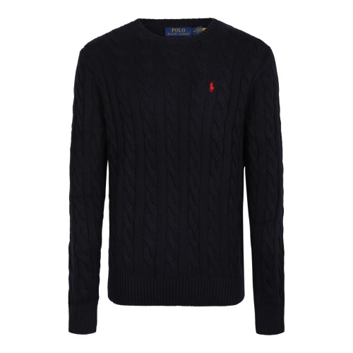 Hunter Navy Cable Knit Cotton Sweater