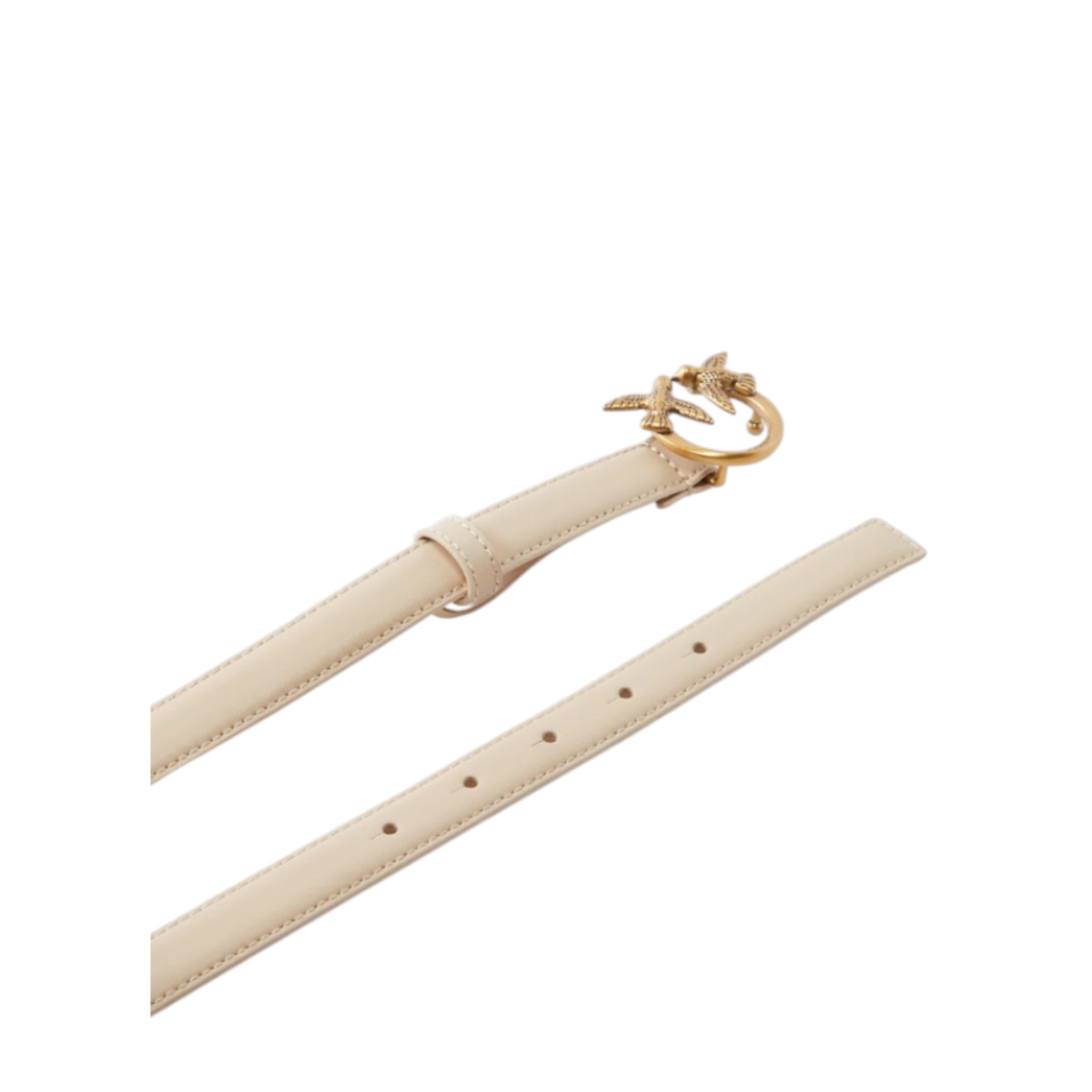 Pinko Cream Leather Belt with Love Birds Buckle.