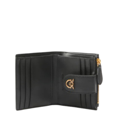 Pinko Black Leather Card Holder with Flap and Love Birds Detail.