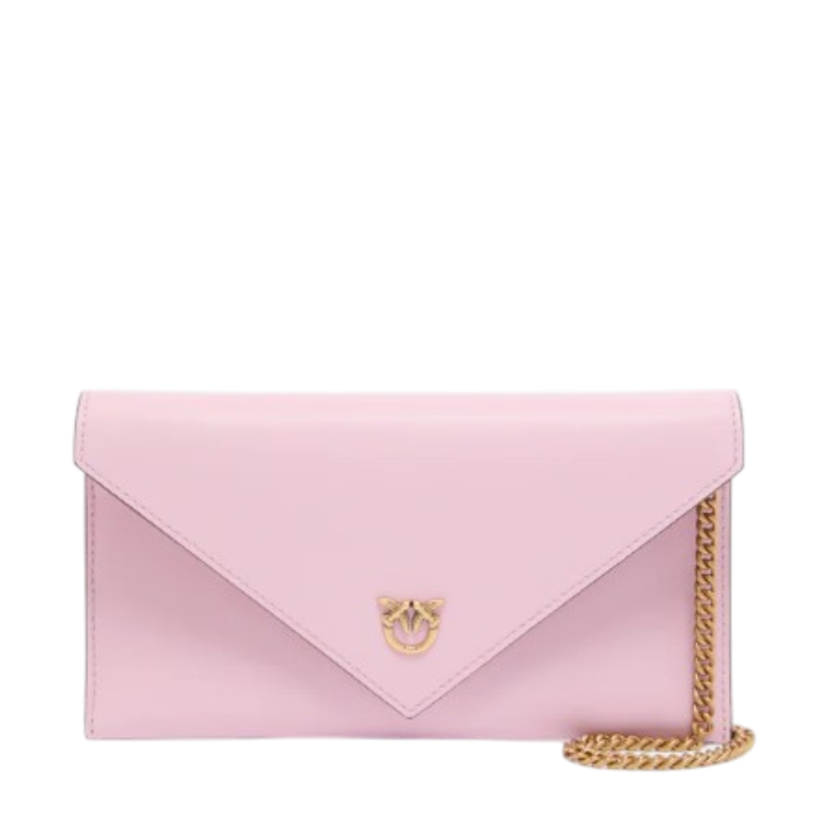 Pinko Pink Leather Envelope Clutch with Chain Strap.