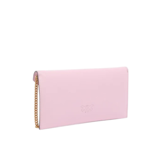 Pinko Pink Leather Envelope Clutch with Chain Strap.