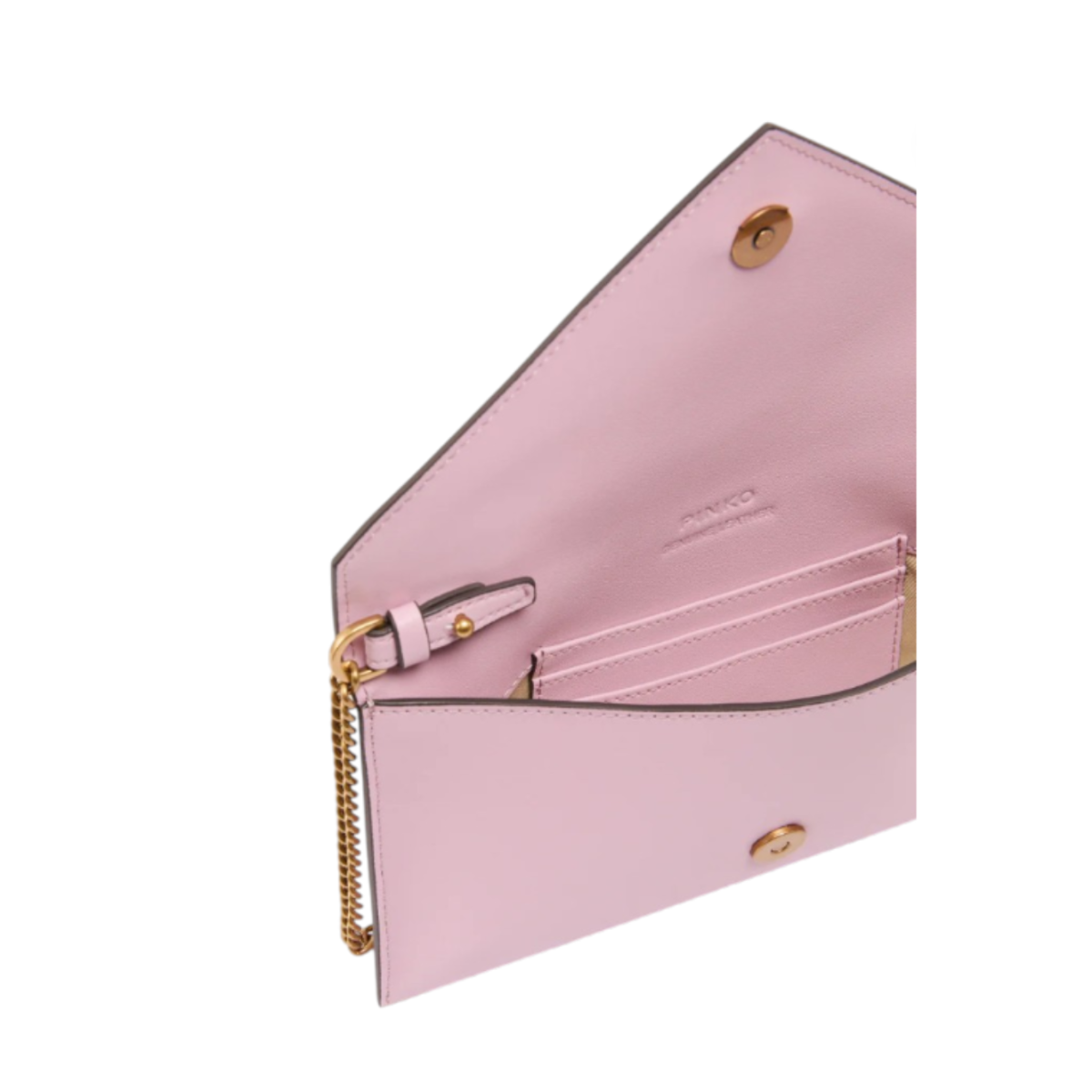 Pinko Pink Leather Envelope Clutch with Chain Strap.