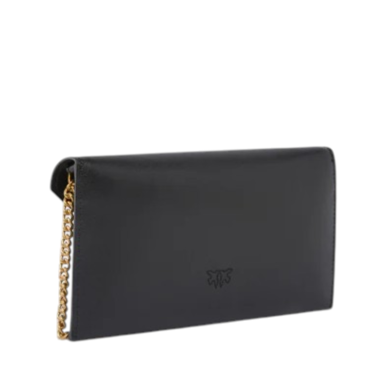 Pinko Black Leather Envelope Clutch with Chain Strap.