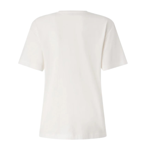 Pinko White Cotton T-Shirt with Love Birds Embroidery. 2