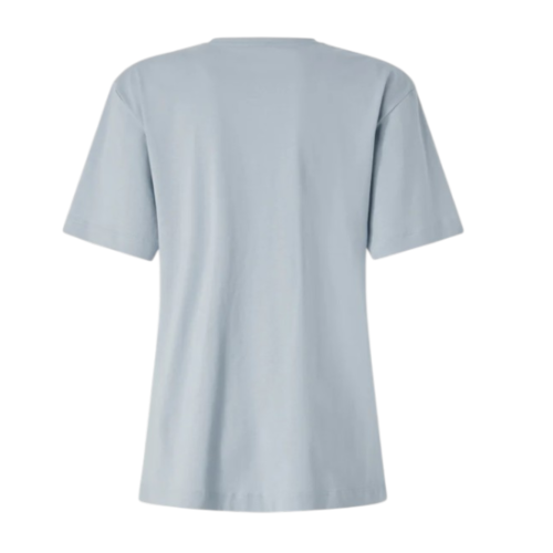 Pinko Light Blue Cotton T-Shirt with Love Birds Embroidery.