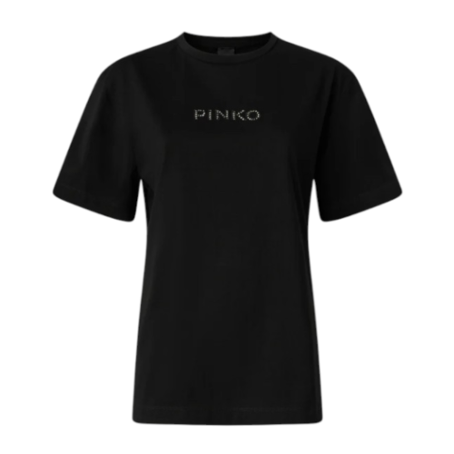 Pinko Black Cotton Logo T-Shirt.