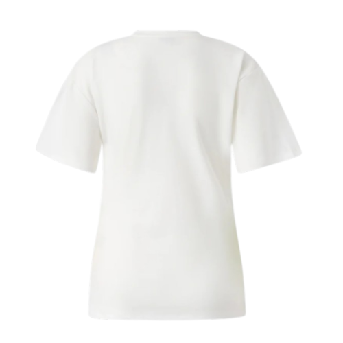Pinko White Draped Cotton T-Shirt with Side Detail.