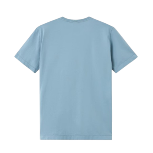 Stone Island Light Blue Cotton T-Shirt with Logo Patch.