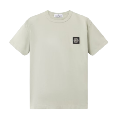 Stone Island Cream Cotton T-Shirt with Logo Patch.
