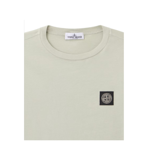 Stone Island Cream Cotton T-Shirt with Logo Patch.