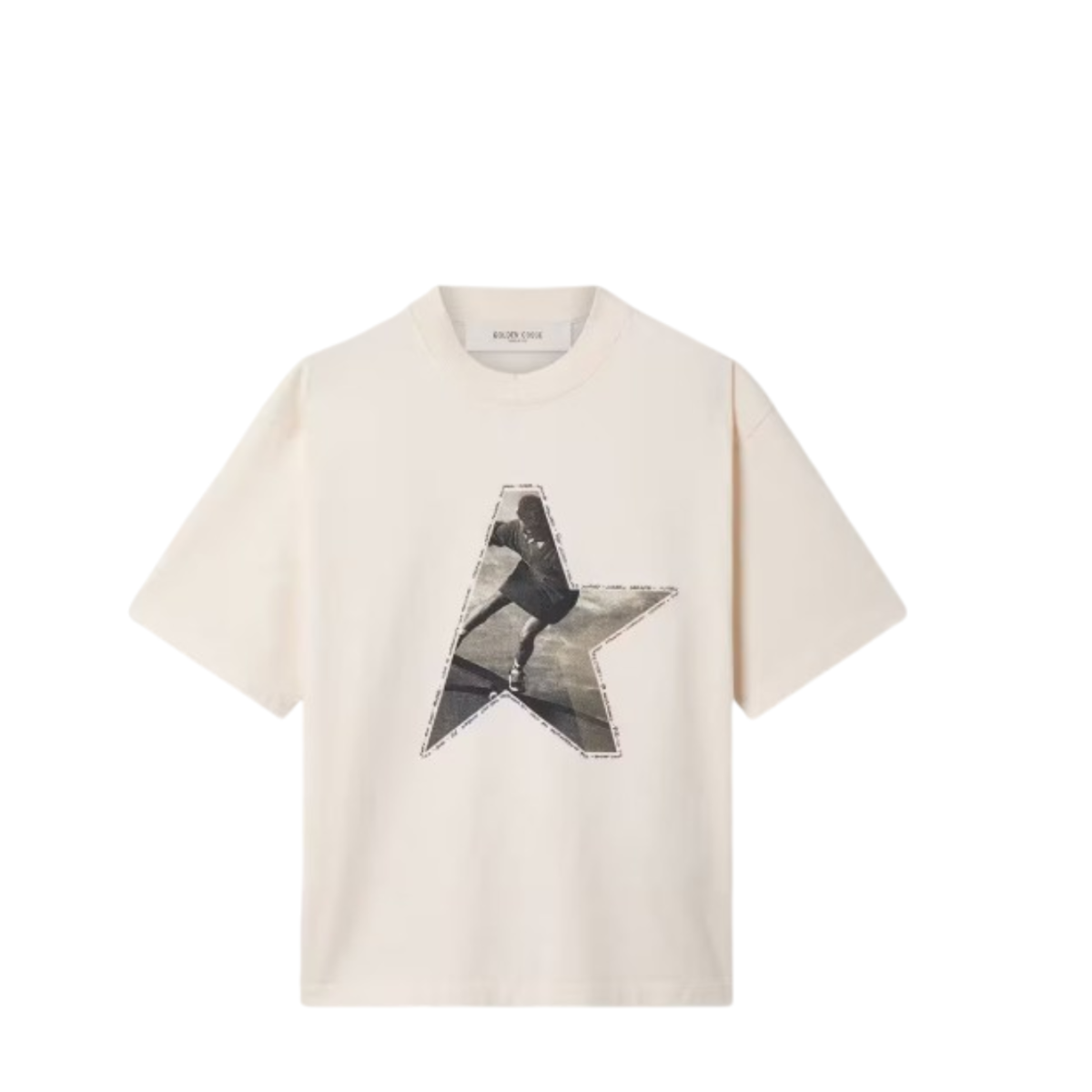 Golden Goose White Cotton T-Shirt with Star Graphic.  