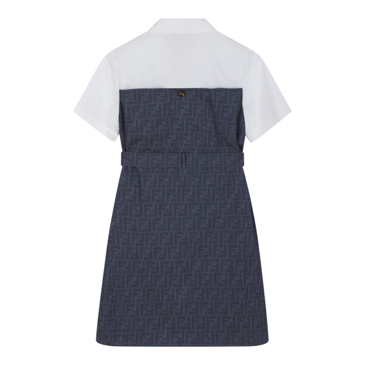 Fendi Kids White and Blue Logo Dress.