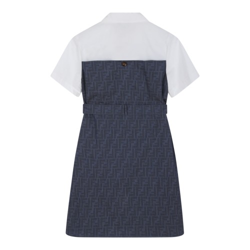 Fendi Kids White and Blue Logo Dress.