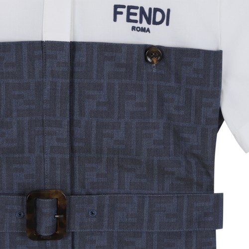 Fendi Kids White and Blue Logo Dress.