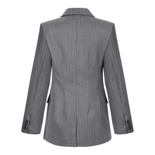 Anine Bing Grey Pinstripe Double-Breasted Blazer.