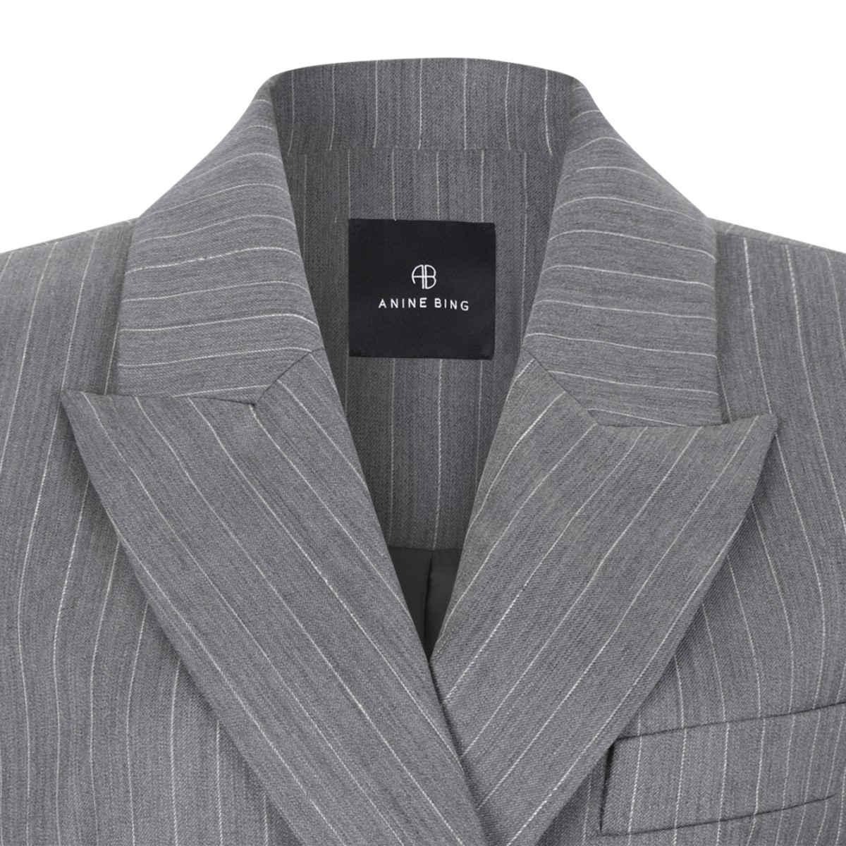 Anine Bing Grey Pinstripe Double-Breasted Blazer.