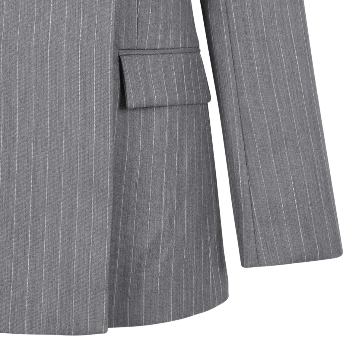 Anine Bing Grey Pinstripe Double-Breasted Blazer.