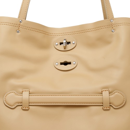 Zanellato Beige Studded Leather Tote Bag.